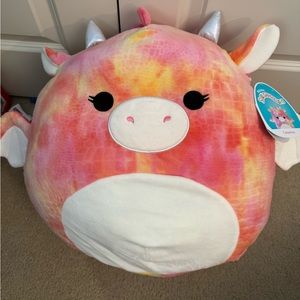 SQUISHMALLOWS Celestina the Tie-Dye Fire Dragon 16” NWTs pink-yellow